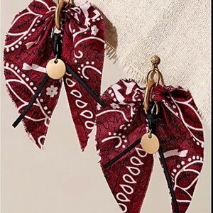 Free People X Ariana Ost Red Mae Scarf Dangle Earrings NWT